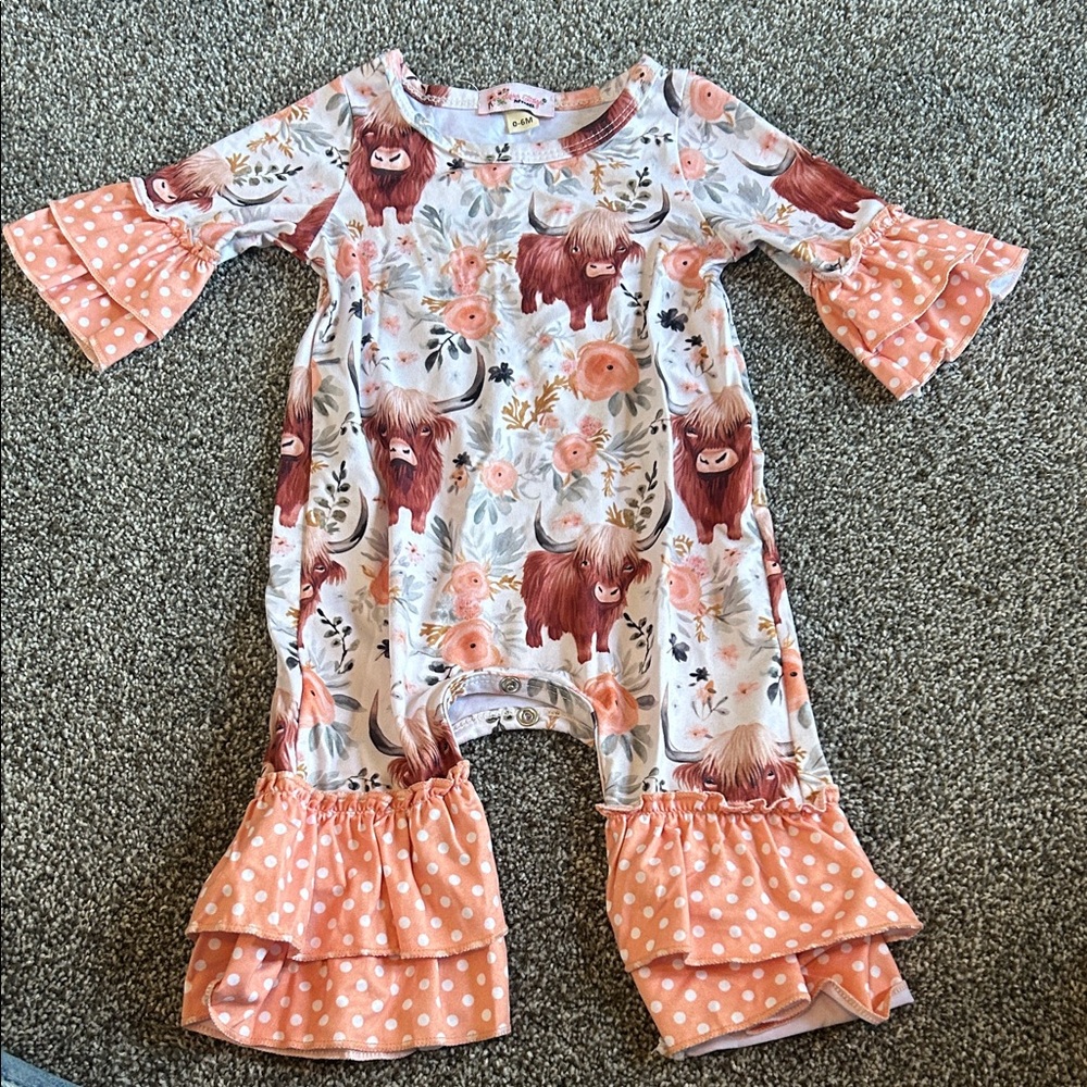 0-6 month Clover Cottage Floral and Animal Print Baby Romper